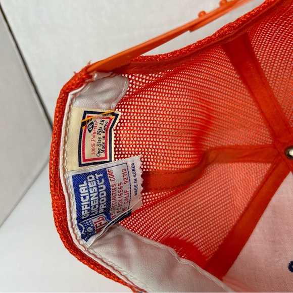 Vtg Denver Broncos Hat-Rope Bill-Orange Mesh Blue Brim Made In Korea OSFA - Picture 8 of 8